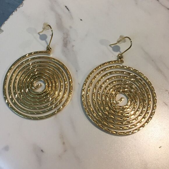 Golden Spiral Earrings - Picture 2 of 4